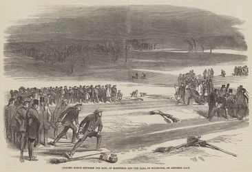 Curling-Match zwischen dem Earl of Mansfield und dem Earl of Eglington, auf dem Airthrie Loch